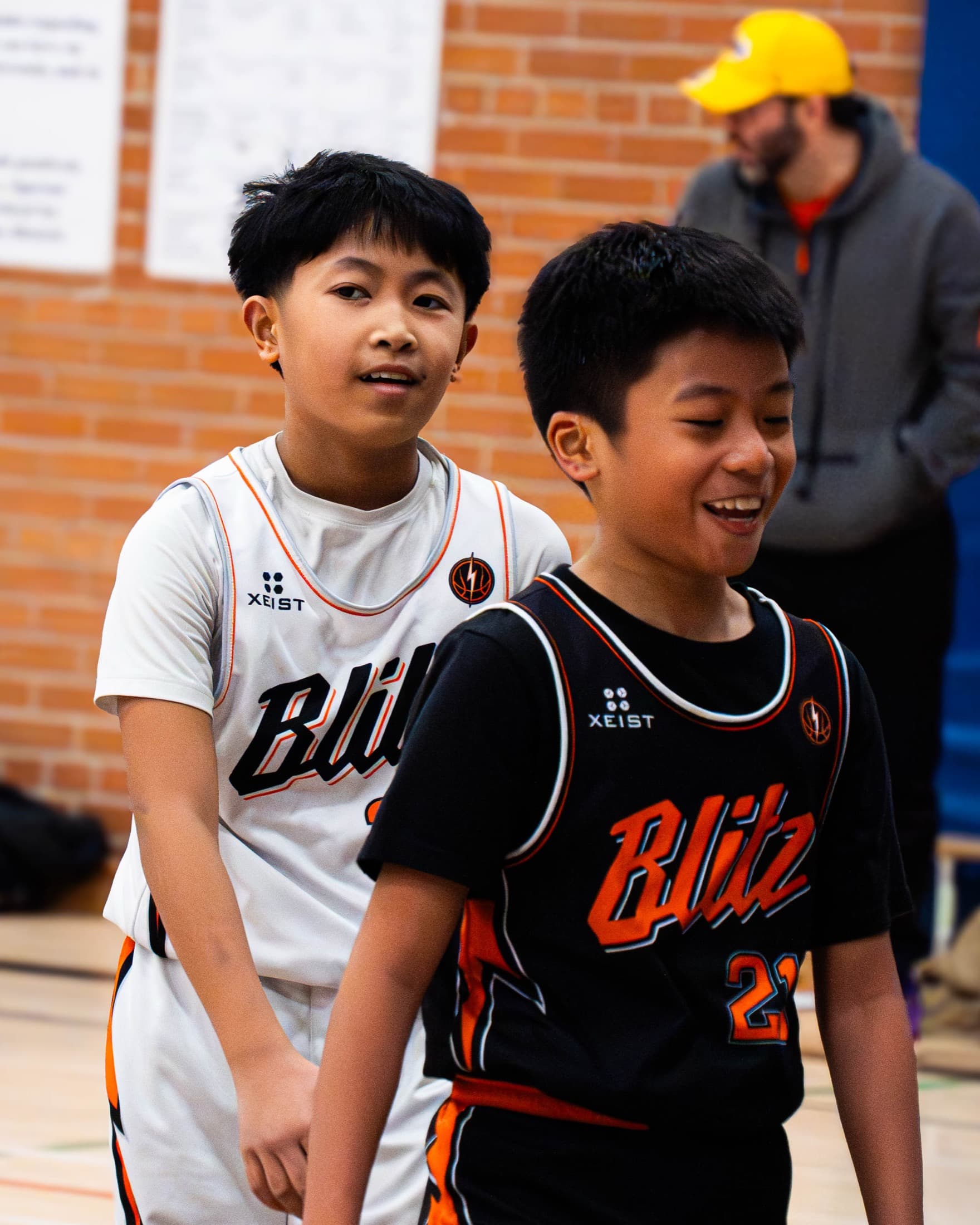 Two players sharing a moment during a game